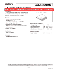 CXA3099N datasheet: IF Amplifier for M-ary FSK Pagers CXA3099N