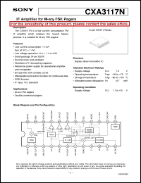 CXA3117N datasheet: IF Amplifier for M-ary FSK Pagers CXA3117N