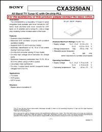 CXA3250AN datasheet: All Band TV Tuner IC with On-chip PLL CXA3250AN