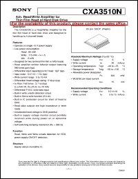CXA3510N datasheet: 4ch. Read/Write Amplifier for Thin Film Head ofHard Disk Drive CXA3510N