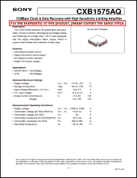 CXB1575AQ datasheet: 155Mbps Clock & Data Recoverywith High Sensitivity Limiting Amplifier CXB1575AQ