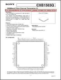 CXB1583Q datasheet: 266Mbaud Fibre Channel Transceiver IC CXB1583Q