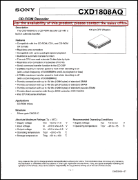 CXD1808AQ datasheet: CD-ROM Decoder CXD1808AQ
