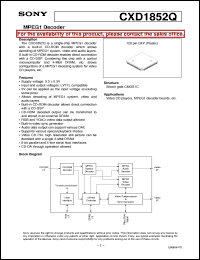 CXD1852Q datasheet: MPEG1 Decoder CXD1852Q