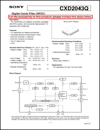 CXD2043Q datasheet: Digital Comb Filter(NTSC) CXD2043Q