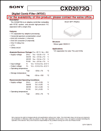 CXD2073Q datasheet: Digital Comb Filter(NTSC) CXD2073Q