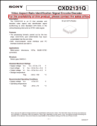 CXD2131Q datasheet: Video Aspect Ratio Identification Signal Encoder/ Decoder CXD2131Q