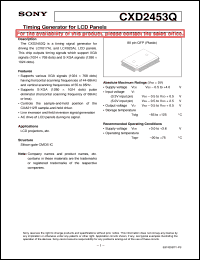 CXD2453Q datasheet: Timing Generator for LCD Panels CXD2453Q