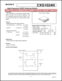 CXG1024N datasheet: High-Frequency SPDT Antenna Switch CXG1024N