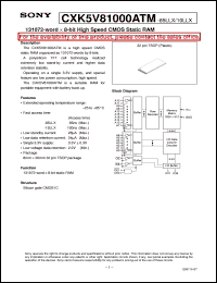 CXK5V81000ATM-85LLX datasheet: 131072-word x 8-bit High Speed CMOS Static RAM CXK5V81000ATM-85LLX