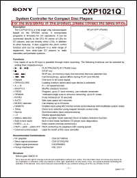 CXP1021Q datasheet: System Controller for Compact Disc Players CXP1021Q
