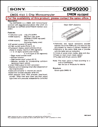 CXP50200 datasheet: CMOS 4-bit 1Chip Microcomputer(EPROM equipped) CXP50200