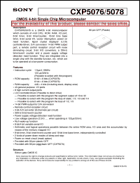 CXP5078 datasheet: CMOS 4-bit Single Chip Microcomputer CXP5078