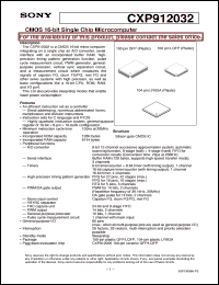 CXP912032 datasheet: CMOS 16-bit Single Chip Microcomputer CXP912032