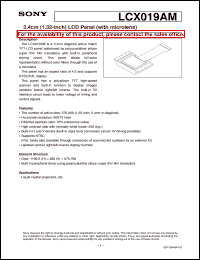 LCX019AM datasheet: 3.4cm(1.32-inch) LCD Panel(with microlens) LCX019AM