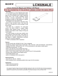 LCX026ALE datasheet: 2.3cm(0.9-inch)Black-and-White LCD Panel LCX026ALE