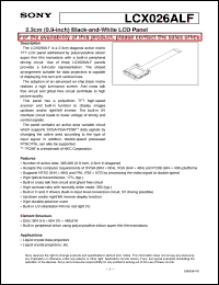 LCX026ALF datasheet: 2.3cm(0.9-inch)Black-and-White LCD Panel LCX026ALF