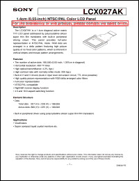 LCX027AK datasheet: 1.4cm(0.55-inch)NTSC/PAL Color LCD Panel LCX027AK