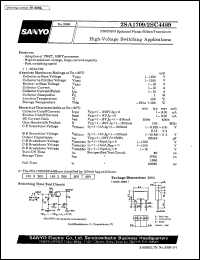 2SA1709 datasheet: PNP epitaxial planar silicon transistor, high-voltage switching application 2SA1709