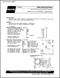 2SD1904 datasheet: NPN epitaxial planar silicon transistor, high-current switching application 2SD1904