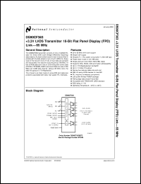 DS90CF363MTD datasheet: +3.3V LVDS Transmitter 18-Bit Flat Panel Display (FPD) Link-65 MHz DS90CF363MTD