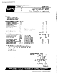 2SC4504 datasheet: NPN epitaxial planar silicon transistor, high-definition CTR display video output driver application 2SC4504