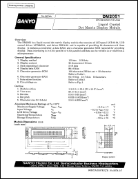 DM2021 datasheet: LCD matrix display module (20 characters x 2 line) DM2021