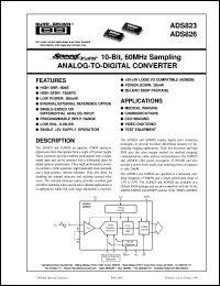 ADS826E datasheet: SpeedPlus 10-Bit, 60MHz Sampling Analog-to-Digital Converter ADS826E