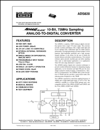 ADS828E datasheet: SpeedPlus™ 10-Bit, 75MHz Sampling Analog-To-Digital Converter ADS828E