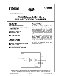 ADS1252U datasheet: ResolutionPlus 24-Bit, 40kHz Analog-to-Digital Converter ADS1252U