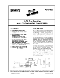 ADS7800BH-BI datasheet: 12-Bit 3µs Sampling Analog-to-Digital Converter ADS7800BH-BI