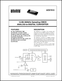 ADS7810U datasheet: 12-Bit 800kHz Sampling CMOS Analog-to-Digital Converter ADS7810U