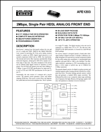AFE1203E datasheet: 2Mbps, Single Pair HDSL Analog Front End AFE1203E