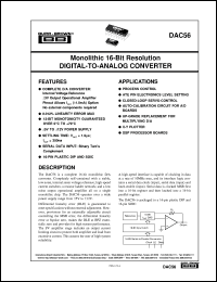 DAC56P datasheet: Monolithic 16-Bit Resolution Digital-to-Analog Converter DAC56P