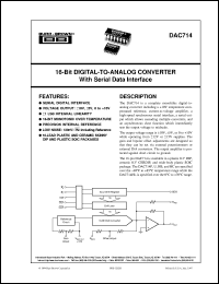 DAC714HB datasheet: 16-Bit Digital-to-Analog Converter with Serial Data Interface DAC714HB