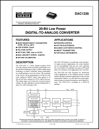 DAC1220E/2K5 datasheet: 20-Bit Low Power Digital-To-Analog Converter DAC1220E/2K5