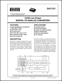 DAC1221E datasheet: 16-Bit Low Power Digital-To-Analog Converter DAC1221E