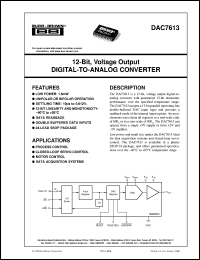 DAC7613EB/1K datasheet: 12-Bit, Voltage Output Digital-To-Analog Converter DAC7613EB/1K