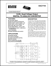 DAC7744E/1K datasheet: 16-Bit, Quad Voltage Output Digital-to-Analog Converter DAC7744E/1K