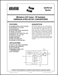 DCP012415DP datasheet: Miniature 24V Input, 1W Isolated Unregulated DC/DC Converters DCP012415DP