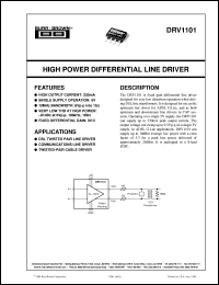 DRV1101U/2K5 datasheet: High Power Differential Line Driver DRV1101U/2K5