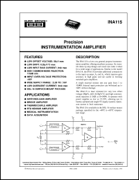 INA115AU/1K datasheet: Precision Instrumentation Amplifier INA115AU/1K