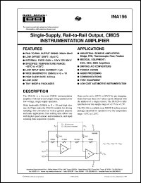 INA156EA datasheet: Single-Supply, Rail-to-Rail Output, CMOS Instrumentation Amplifier INA156EA