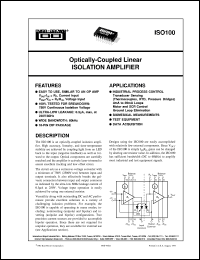 ISO100BP datasheet: Optically-Coupled Linear Isolation Amplifier ISO100BP