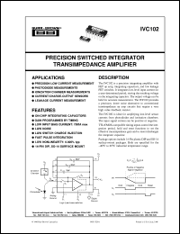 IVC102U/2K5 datasheet: Precision Switched Integrator Transimpedance Amplifier IVC102U/2K5