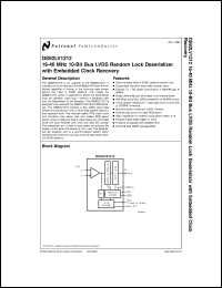 DS92LV1212TMSA datasheet: 16 MHz - 40 MHz 10-Bit Bus LVDS Random Lock Deserializer with Embedded Clock Recovery DS92LV1212TMSA
