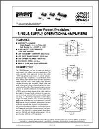 OPA2234PA datasheet: Low Power, Precision Single-Supply Operational Amplifiers OPA2234PA