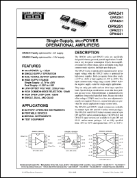 OPA2241UA datasheet: Single-Supply, microPower Operational Amplifiers OPA2241UA