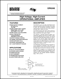 OPA549T datasheet: High-Voltage, High-Current Operational Amplifier OPA549T