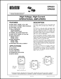 OPA552PA datasheet: High-Voltage, High-Current Operational Amplifiers OPA552PA